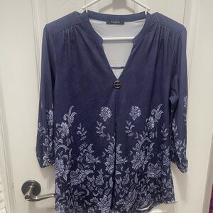 Women's Blue Floral Top